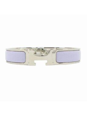 Hermes Clic Bracelet Bangle GM Silver Lila Light Purple